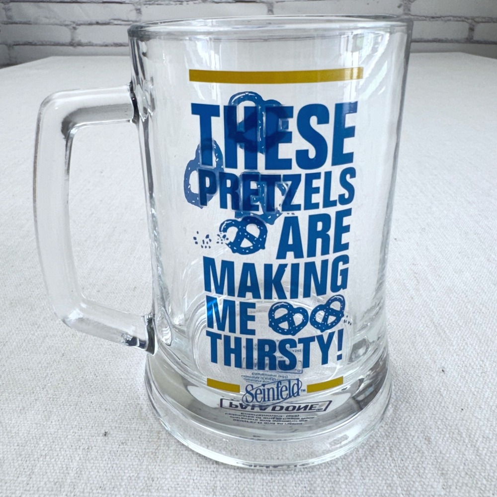 NEW Seinfeld These Pretzels Are Making Me Thirsty Glass Beer Stein Mug Paladone‎